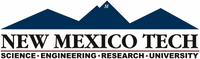 Logo of New Mexico Tech featuring stylized blue mountains above the text "New Mexico Tech" in bold, uppercase letters. Below the name, there are the words "Science - Engineering - Research - University" separated by dots.