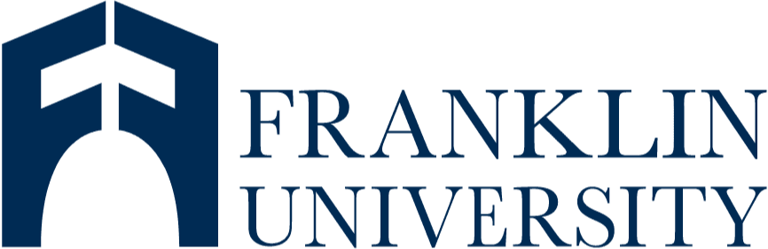 Franklin University logo with a blue geometric design on the left and the words "Franklin University" in bold blue capital letters on the right.