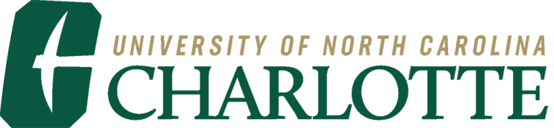 Logo of the University of North Carolina at Charlotte, featuring a green stylized letter "C" and the text "University of North Carolina Charlotte" in gold and green, representing excellence in North Carolina education.